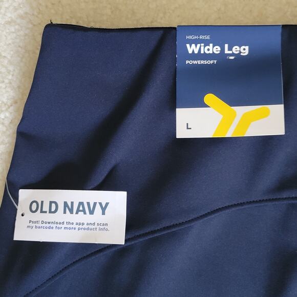 NWT Old Navy L Powersoft Go Dry Pants Wide Leg High Rise Flat Front Pull On Blue - Picture 12 of 14